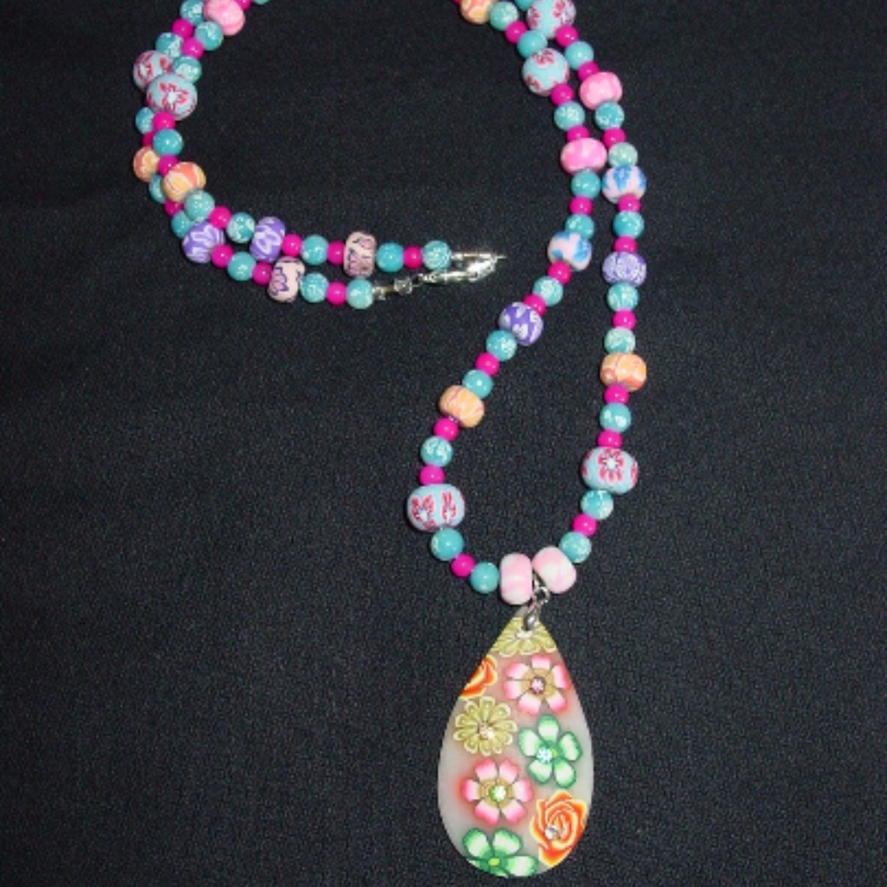 Hippie Chic Polymer Clay Handmade Necklace